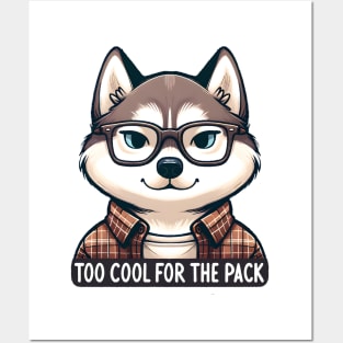 Hipster Husky Dog with Glasses Posters and Art
